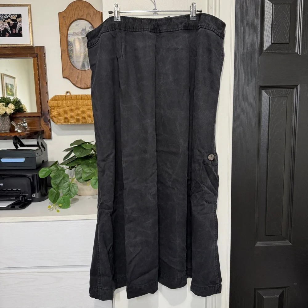 {J. Jill} Utility Cargo Pocket Boho Western Black Tencel Maxi Skirt